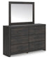 Hollivern King Panel Bed, Dresser and Mirror
