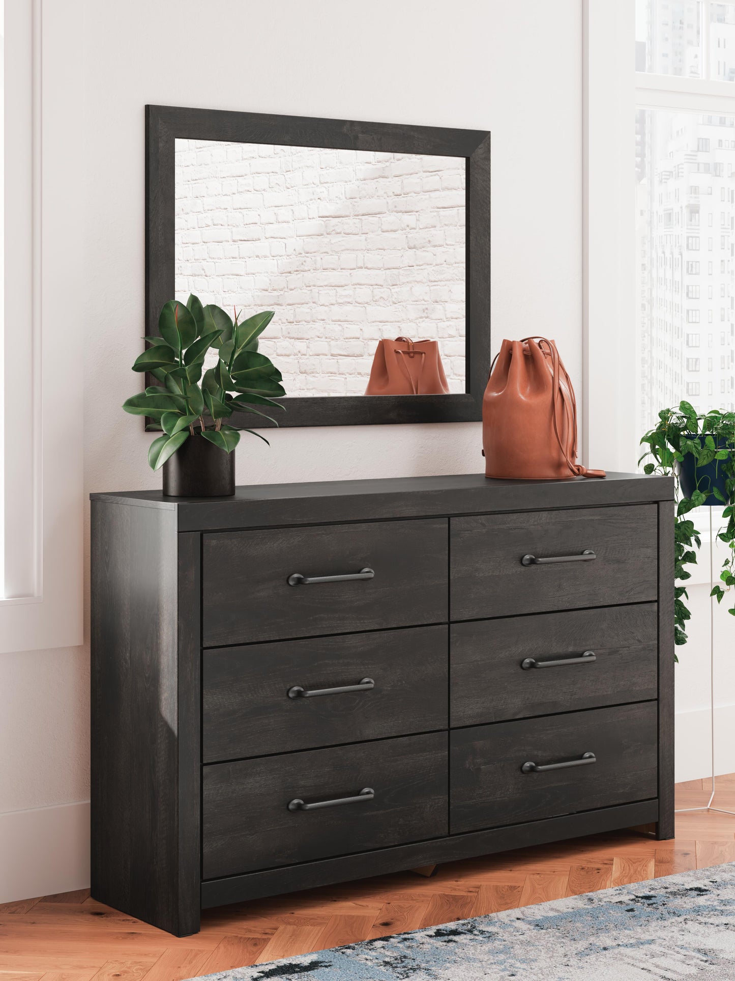 Hollivern King Panel Bed, Dresser and Mirror