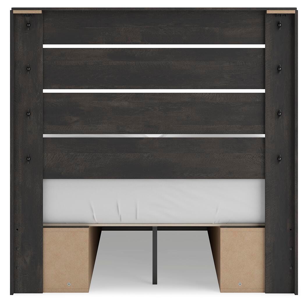 Hollivern Full Panel Bed with Storage, Dresser, Mirror and Nightstand