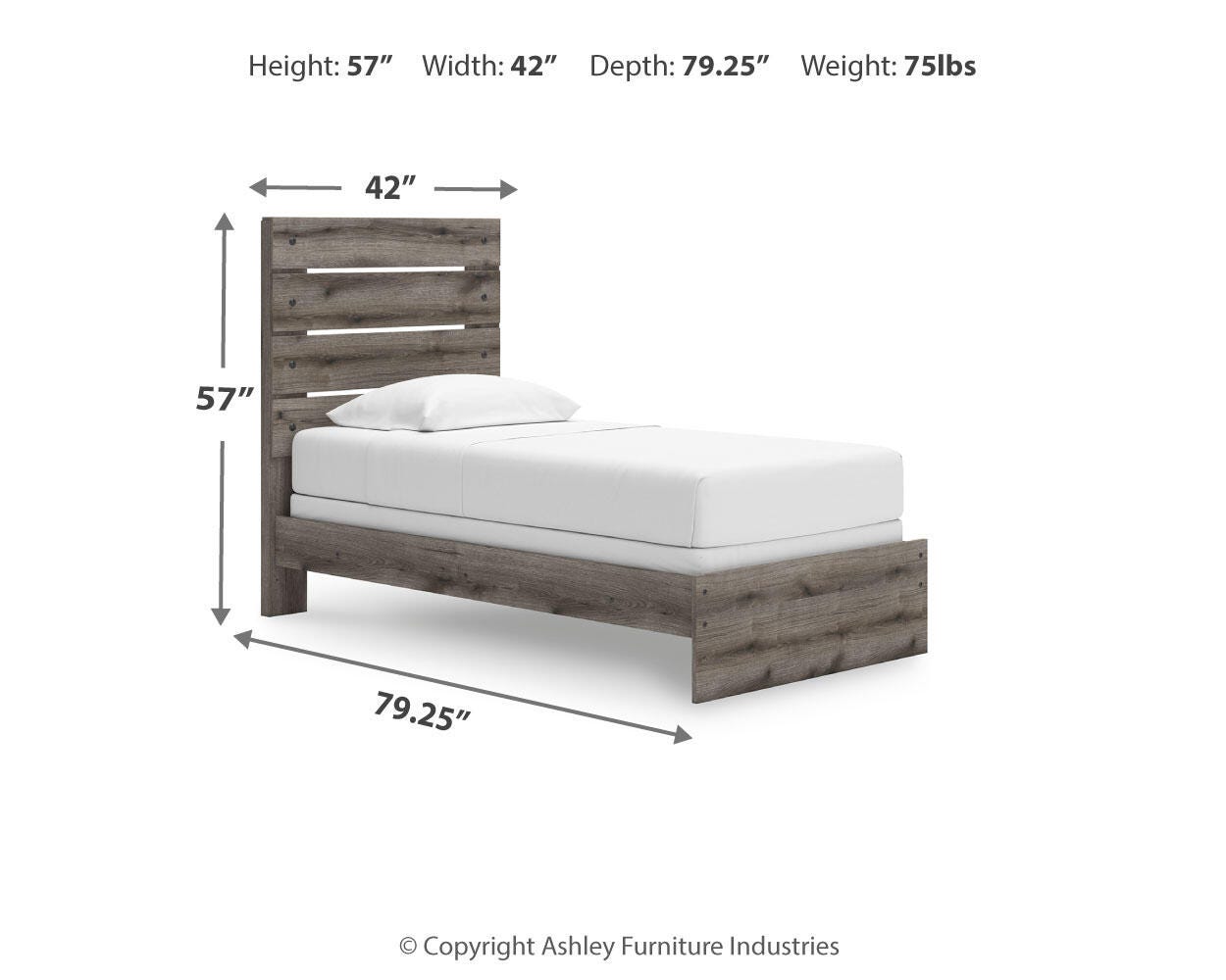 Graystorm Twin Panel Bed, Dresser and Mirror