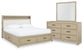 Calmoro California King Bookcase Bed with Mirrored Dresser