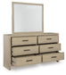 Calmoro California King Bookcase Bed with Mirrored Dresser and Nightstand