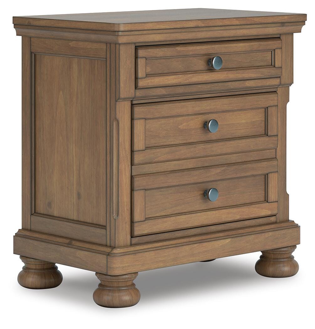 Feddinger King Storage Sleigh Bed with Mirrored Dresser and Nightstand