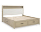 Calmoro Queen Bookcase Bed with Mirrored Dresser