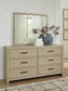 Calmoro Queen Bookcase Bed with Mirrored Dresser
