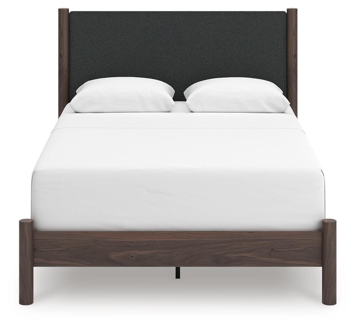 Pamytta Queen Upholstered Panel Bed, Dresser and Mirror