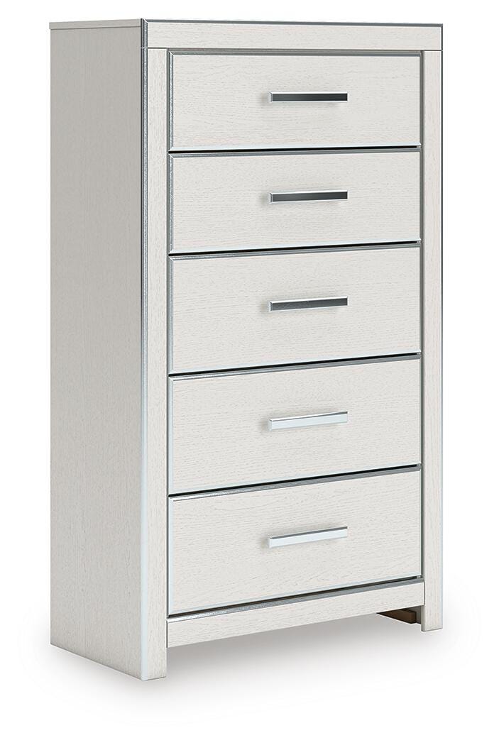Zuraleus King Upholstered Panel Platform Storage Bed, Dresser, Mirror, Chest and Nightstand