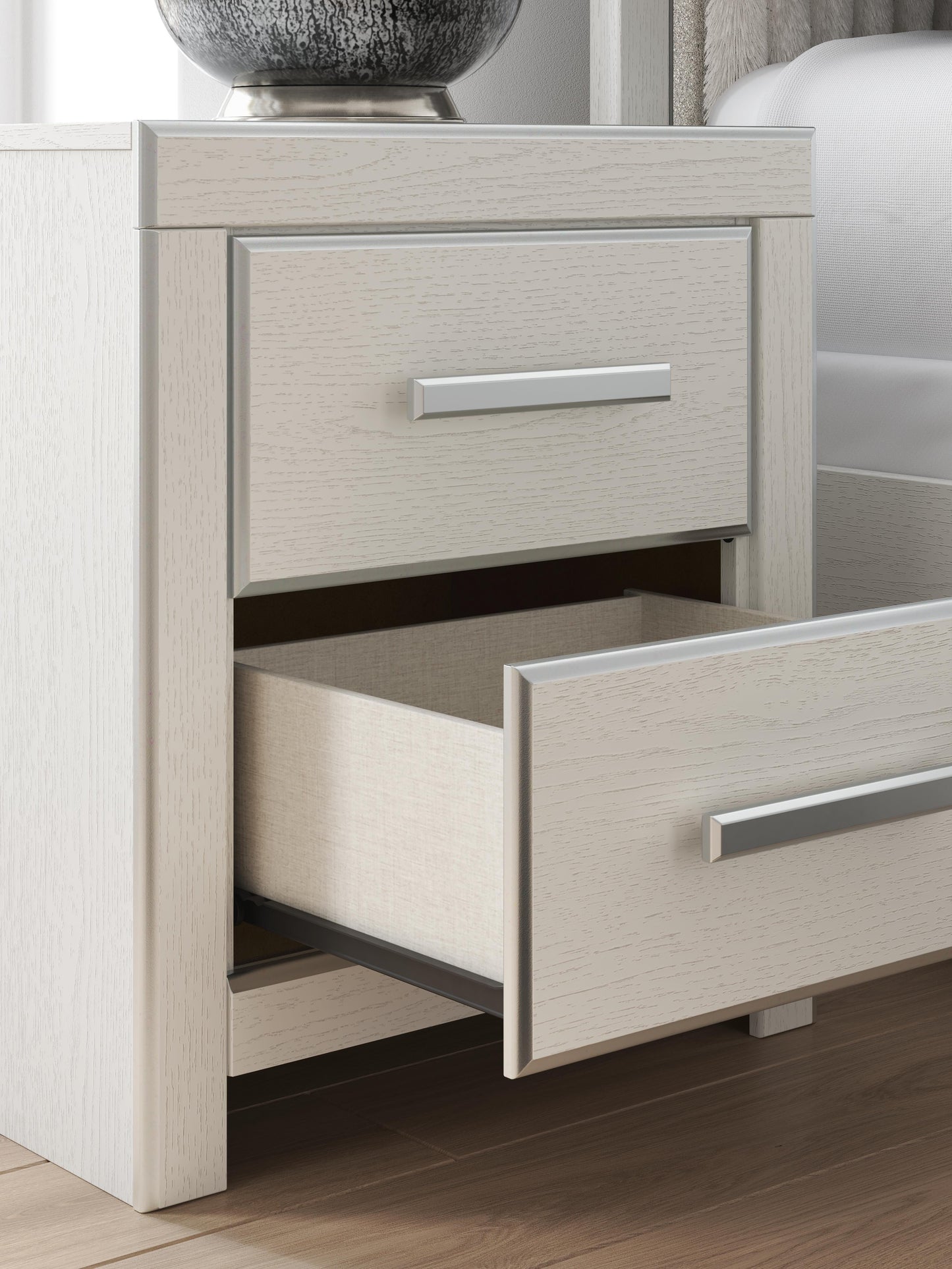 Zuraleus King Upholstered Panel Platform Storage Bed, Dresser, Mirror, Chest and Nightstand
