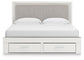 Zuraleus King Upholstered Panel Platform Storage Bed, Dresser, Mirror and Nightstand