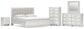 Zuraleus King Upholstered Panel Platform Bed, Dresser, Mirror, Chest and Nightstand