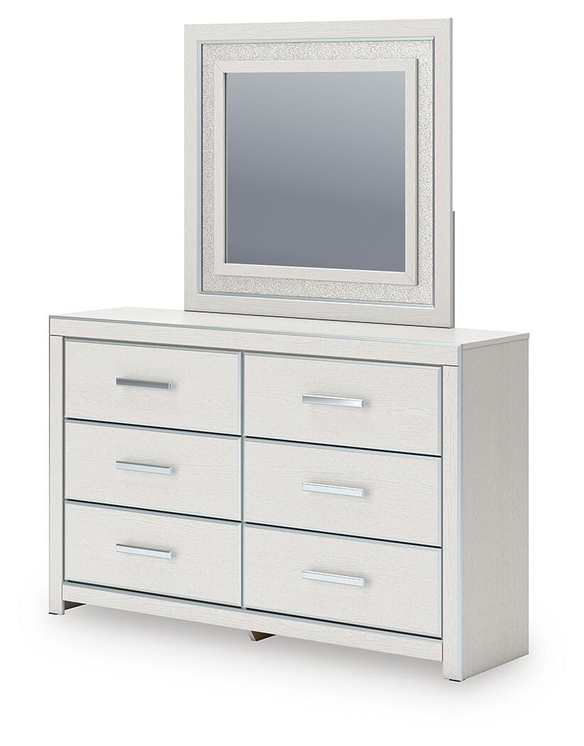Zuraleus Queen Upholstered Panel Bed, Dresser and Mirror