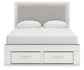Zuraleus Queen Upholstered Panel Platform Storage Bed, Dresser, Mirror, Chest and Nightstand