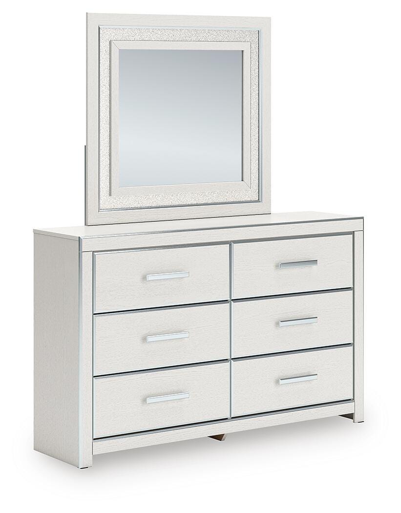 Zuraleus Queen Upholstered Panel Platform Storage Bed, Dresser and Mirror