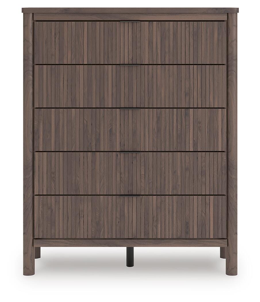 Pamytta Queen Upholstered Panel Platform Bed, Dresser, Mirror, Chest and Nightstand