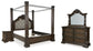 Maylee California King Canopy Bed, Dresser, Mirror and Nightstand
