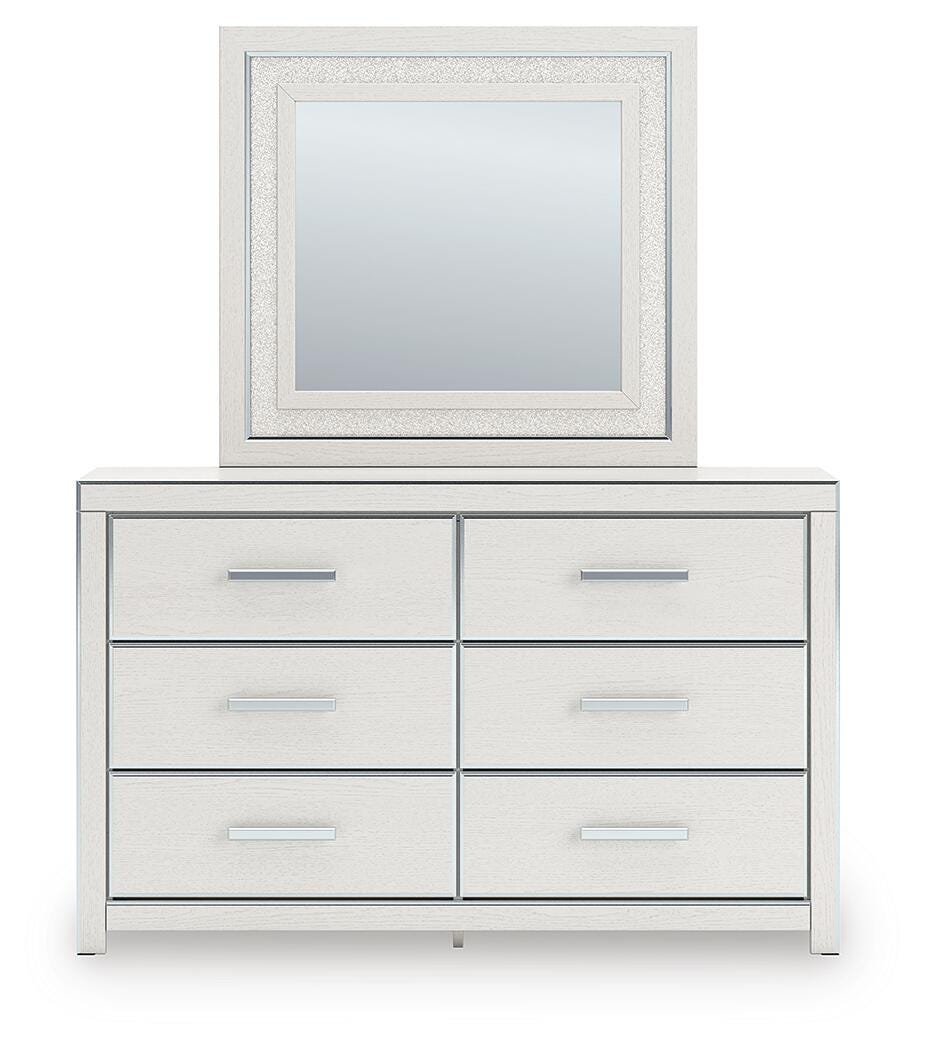 Zuraleus Queen Upholstered Panel Platform Bed, Dresser, Mirror and Nightstand