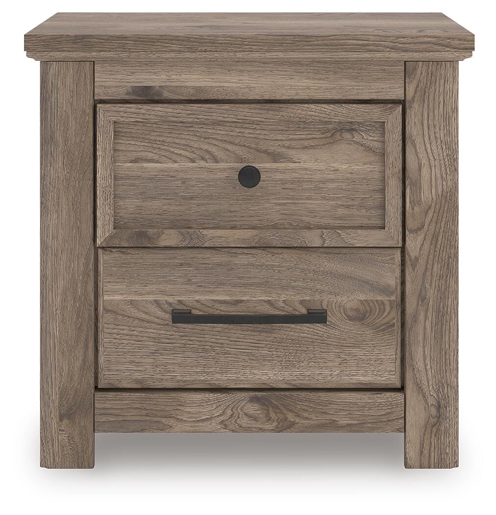Rusticott Queen Panel Bed with Mirrored Dresser and Nightstand
