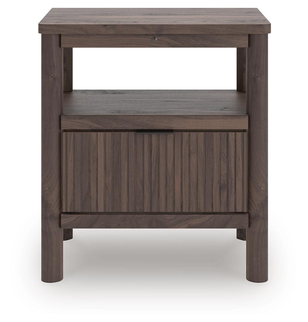Pamytta Full Upholstered Panel Platform Bed, Dresser, Mirror, Chest and Nightstand
