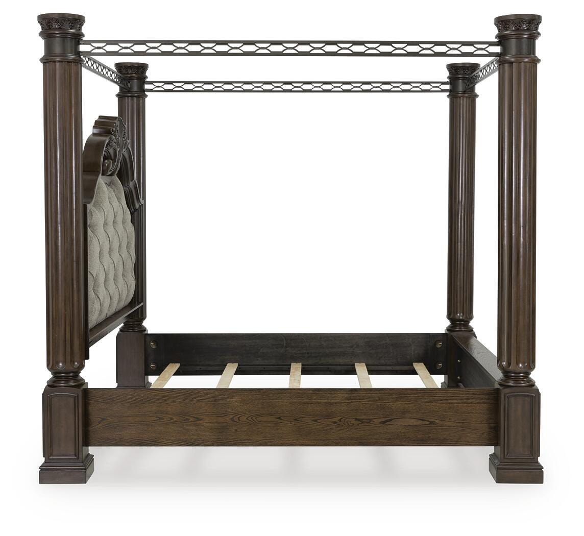 Maylee California King Canopy Bed, Dresser and Mirror