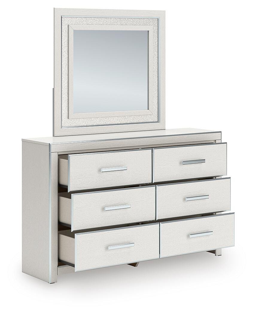 Zuraleus California King Upholstered Bed, Dresser, Mirror and Nightstand