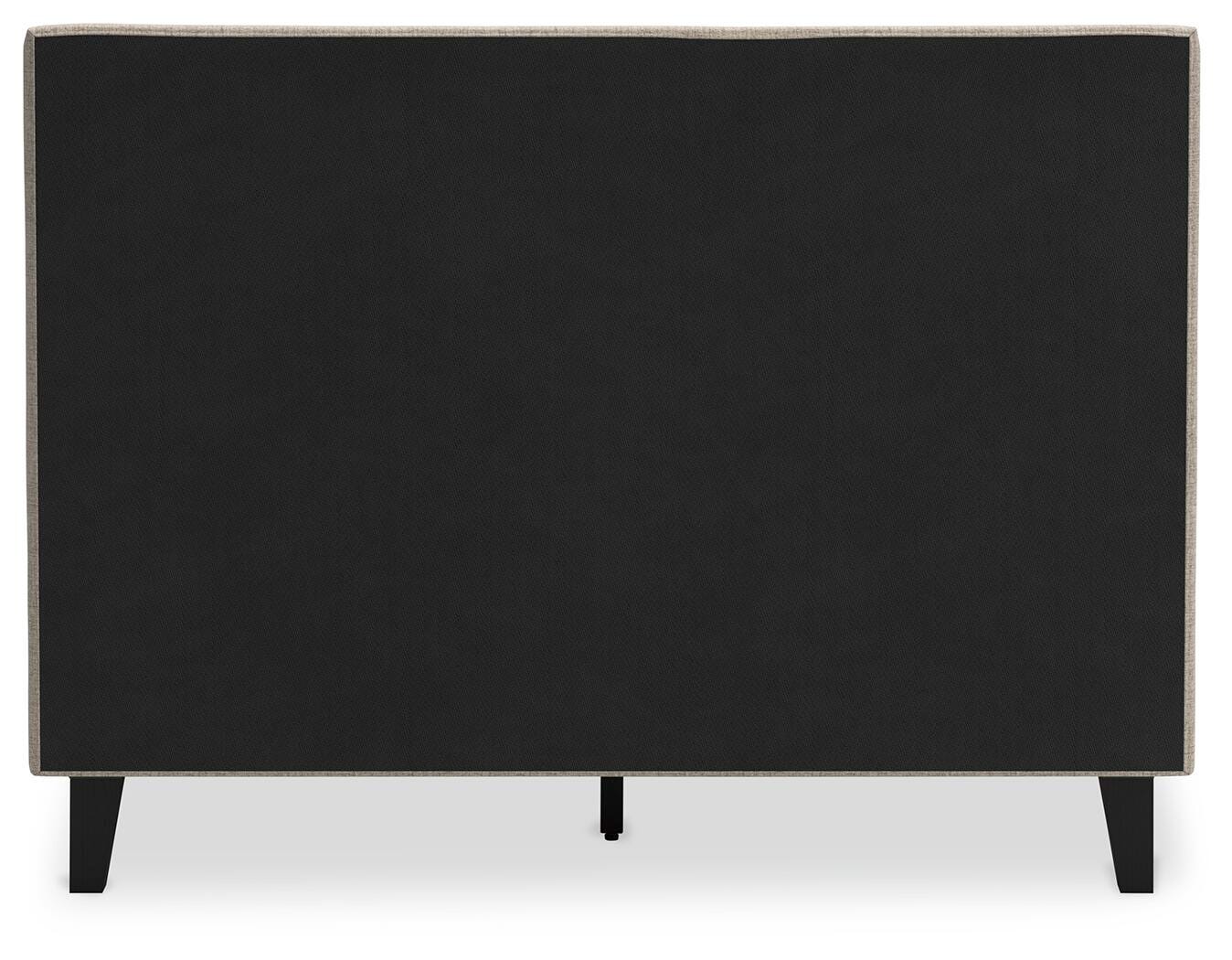 Cielden Full Upholstered Bed with Roll Slats, Dresser and Mirror