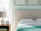 Cielden Full Upholstered Bed with Roll Slats, Dresser and Mirror