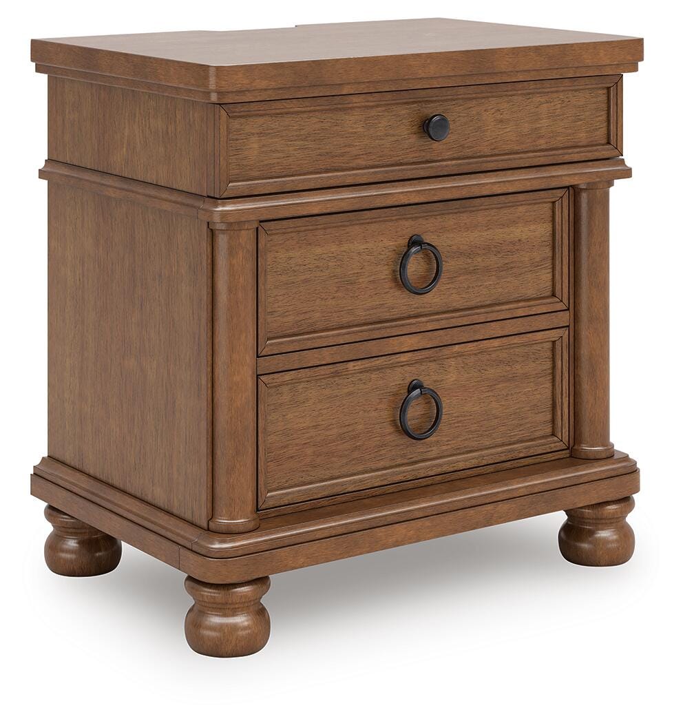 Rowlenstown King Poster Bed with Mirrored Dresser and Nightstand