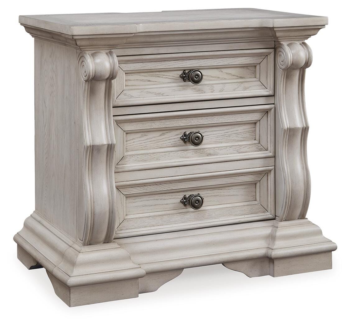 Bruchandi California King Upholstered Panel Bed with Mirrored Dresser and Nightstand