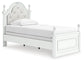 Kozlani Twin Upholstered Panel Bed, Dresser and Mirror
