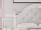 Kozlani Full Upholstered Panel Bed, Dresser, Mirror and Nightstand
