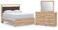 Kinlanni Queen Upholstered Panel Bed, Dresser and Mirror