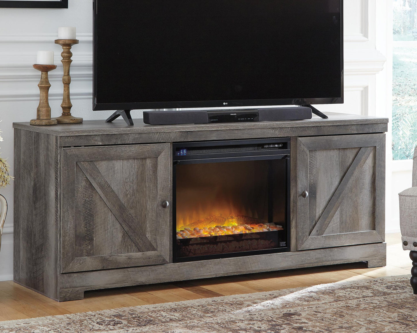 Wynnlow 63" TV Stand with Electric Fireplace