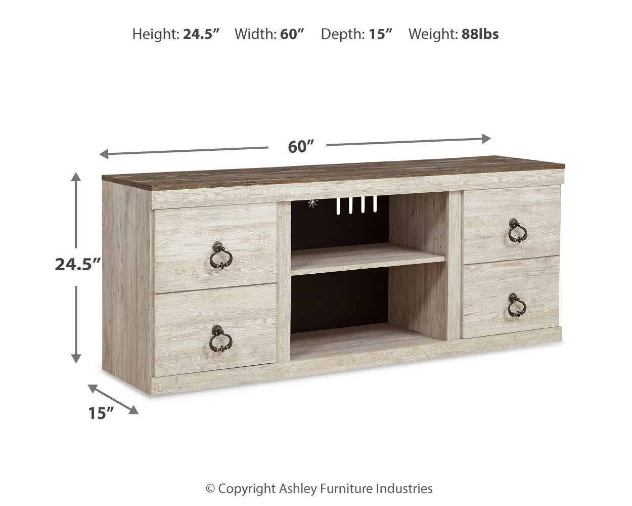 Willowton LG TV Stand w/Fireplace Option