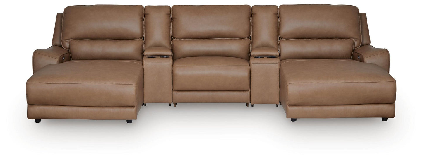 DeepWakes 5-Piece Reclining Sectional with Double Chaise and Storage Consoles