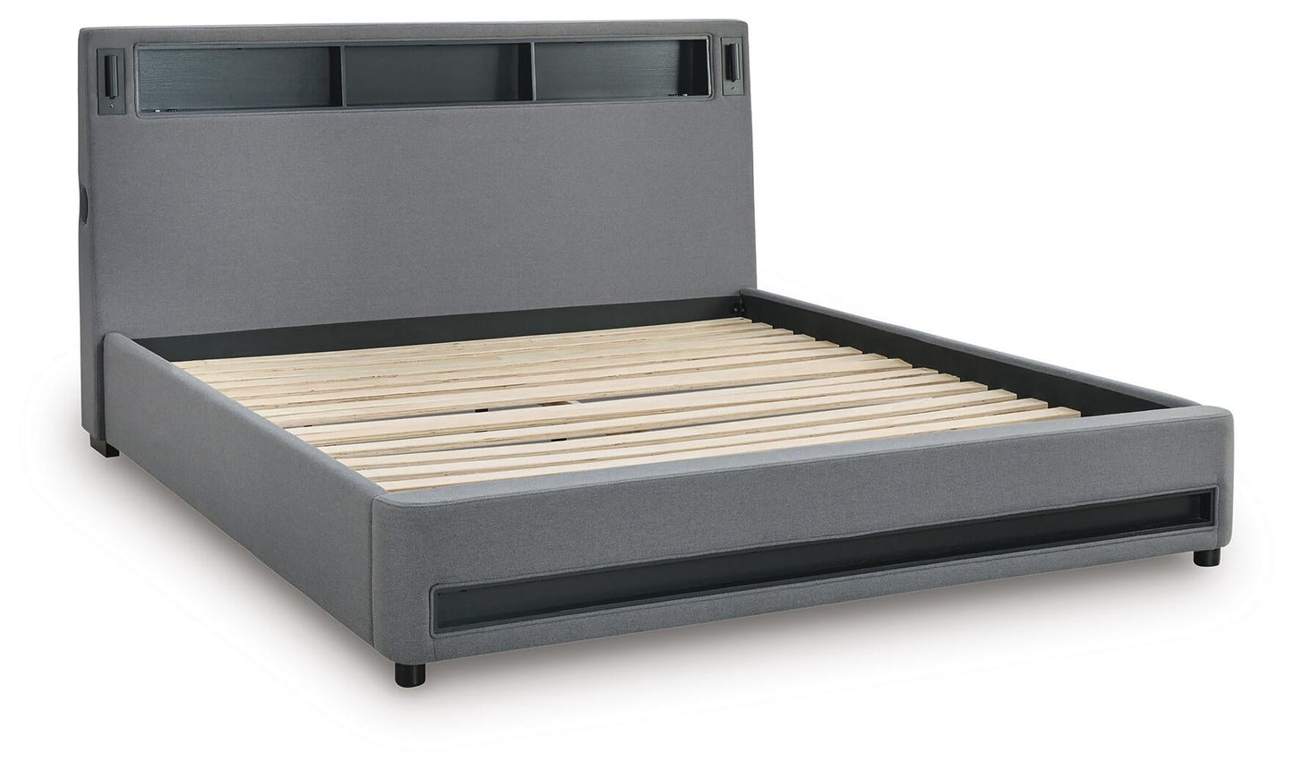 Finigale King Upholstered Bed with Wireless Audio