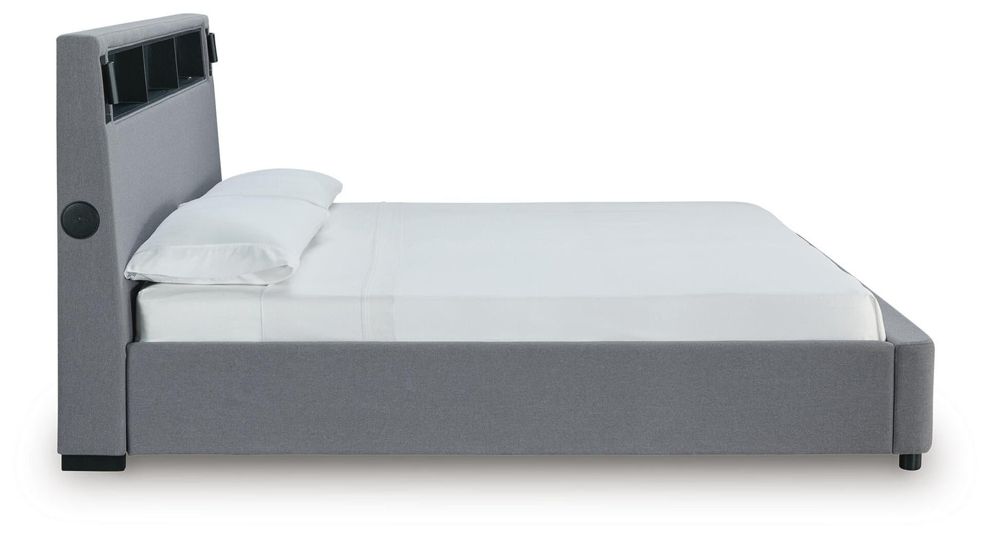 Finigale King Upholstered Bed with Wireless Audio