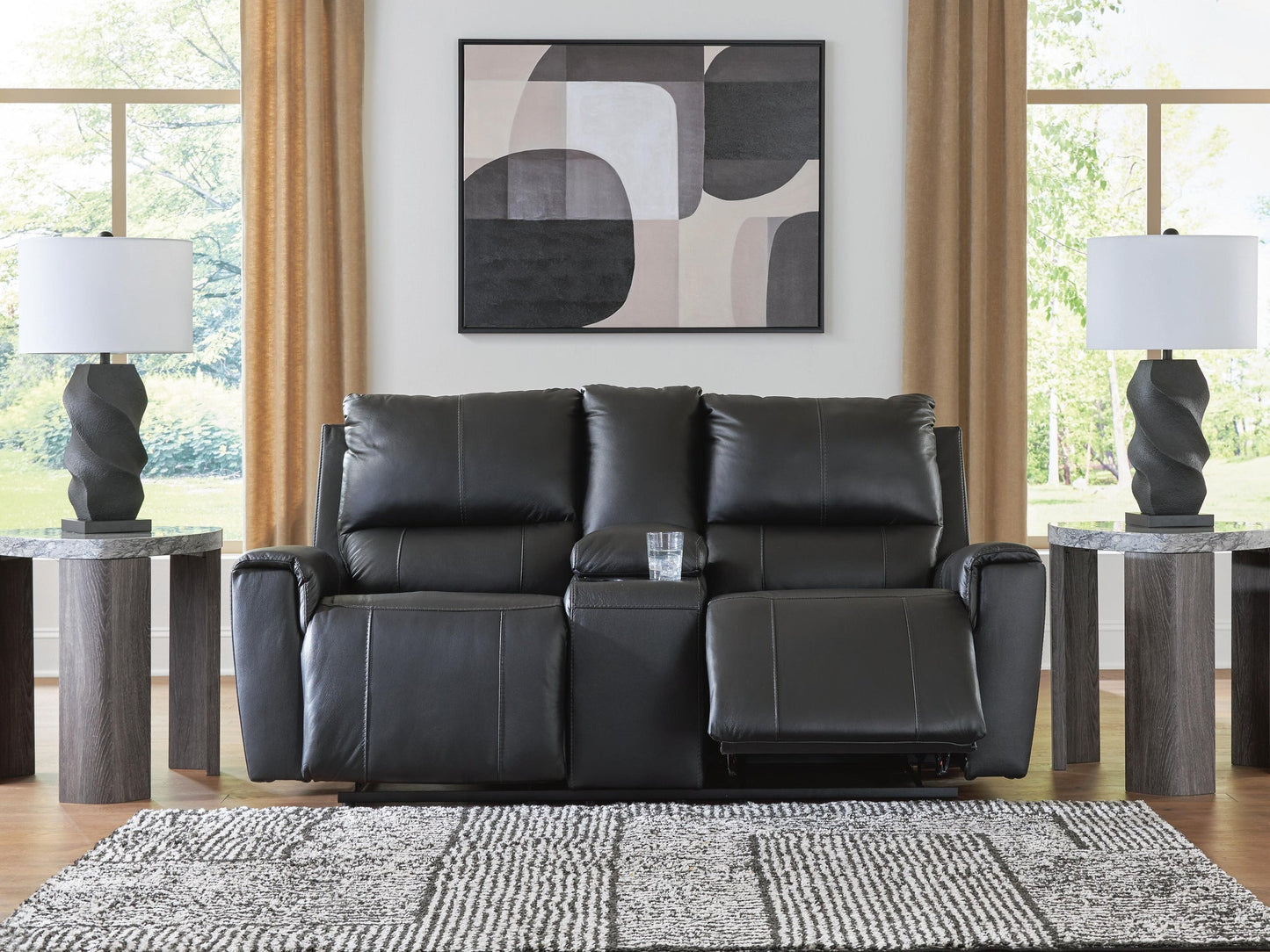 Glossmore DBL Rec Loveseat w/Console