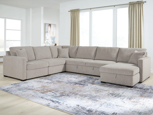 ModMax Luxe 5-Piece Sectional with Storage Chaise and Pop Up Sleeper