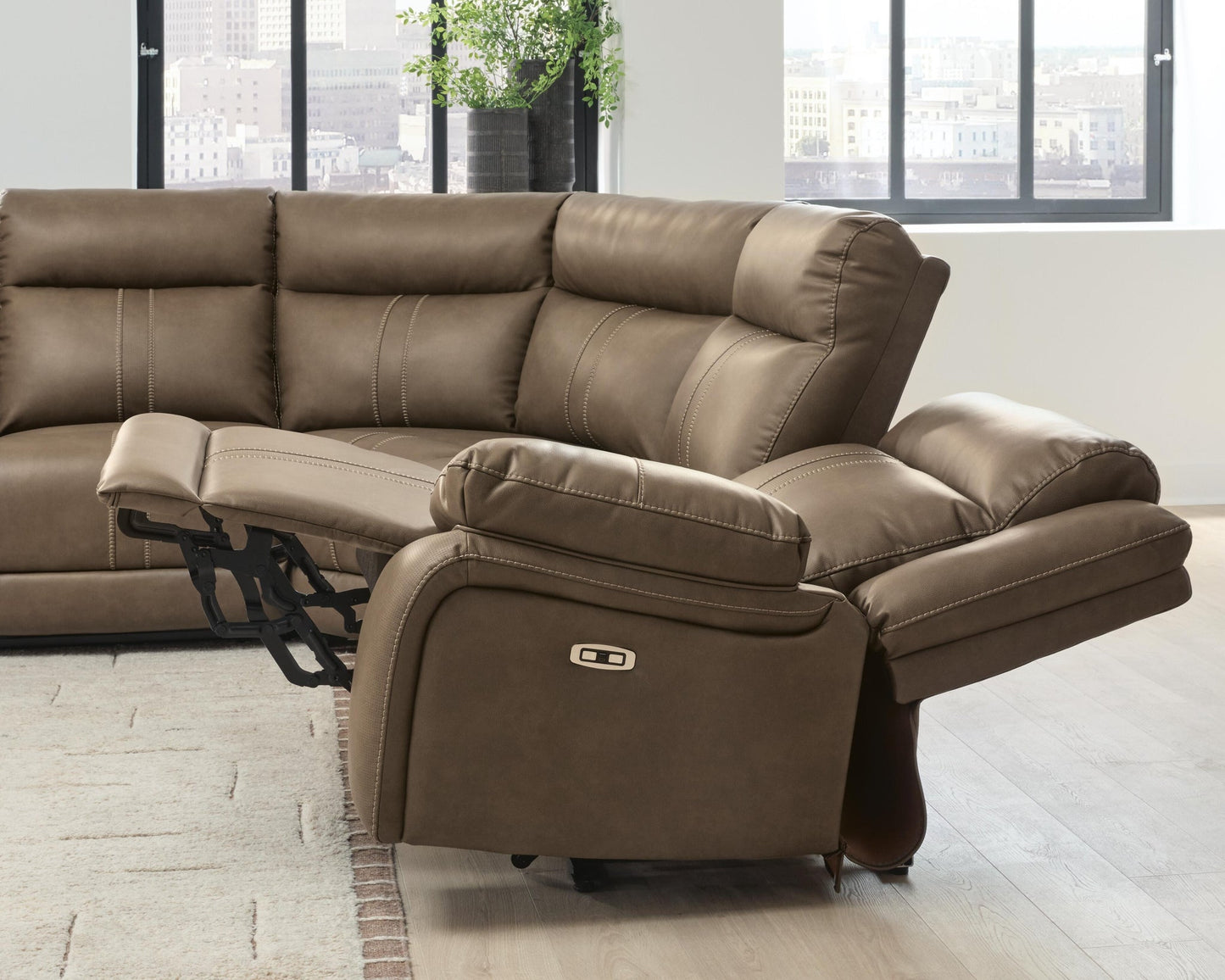 Max-Momentum 7-Piece Power Reclining Sectional with Audio Consoles