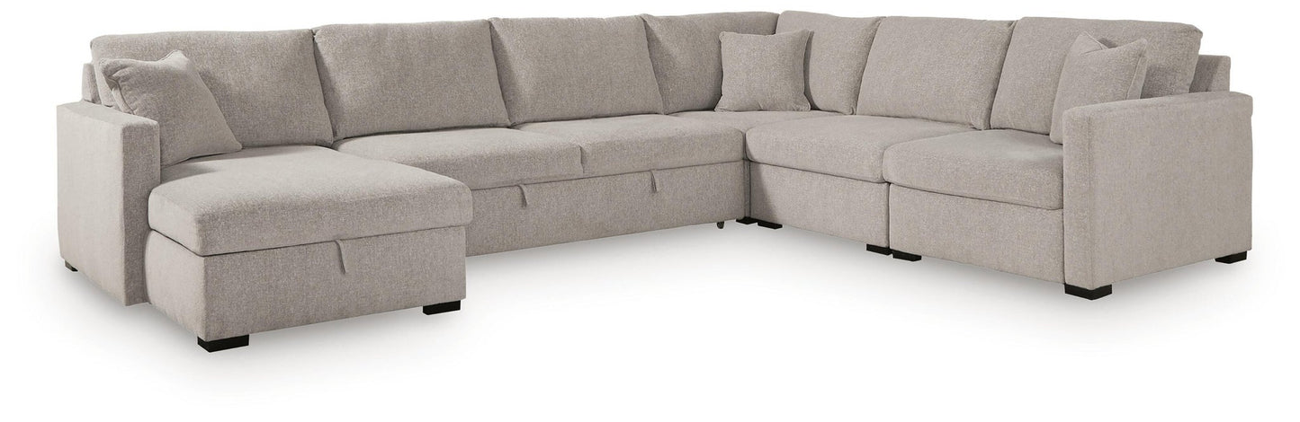 ModMax Luxe 5-Piece Sectional with Storage Chaise and Pop Up Sleeper