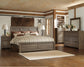 Juararo California King Panel Bed with Mirrored Dresser, Chest and Nightstand