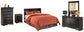 Huey Vineyard Queen Sleigh Headboard Bed with Mirrored Dresser, Chest and Nightstand