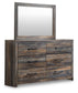 Drystan Full Bookcase Bed with 4 Storage Drawers with Mirrored Dresser, Chest and Nightstand