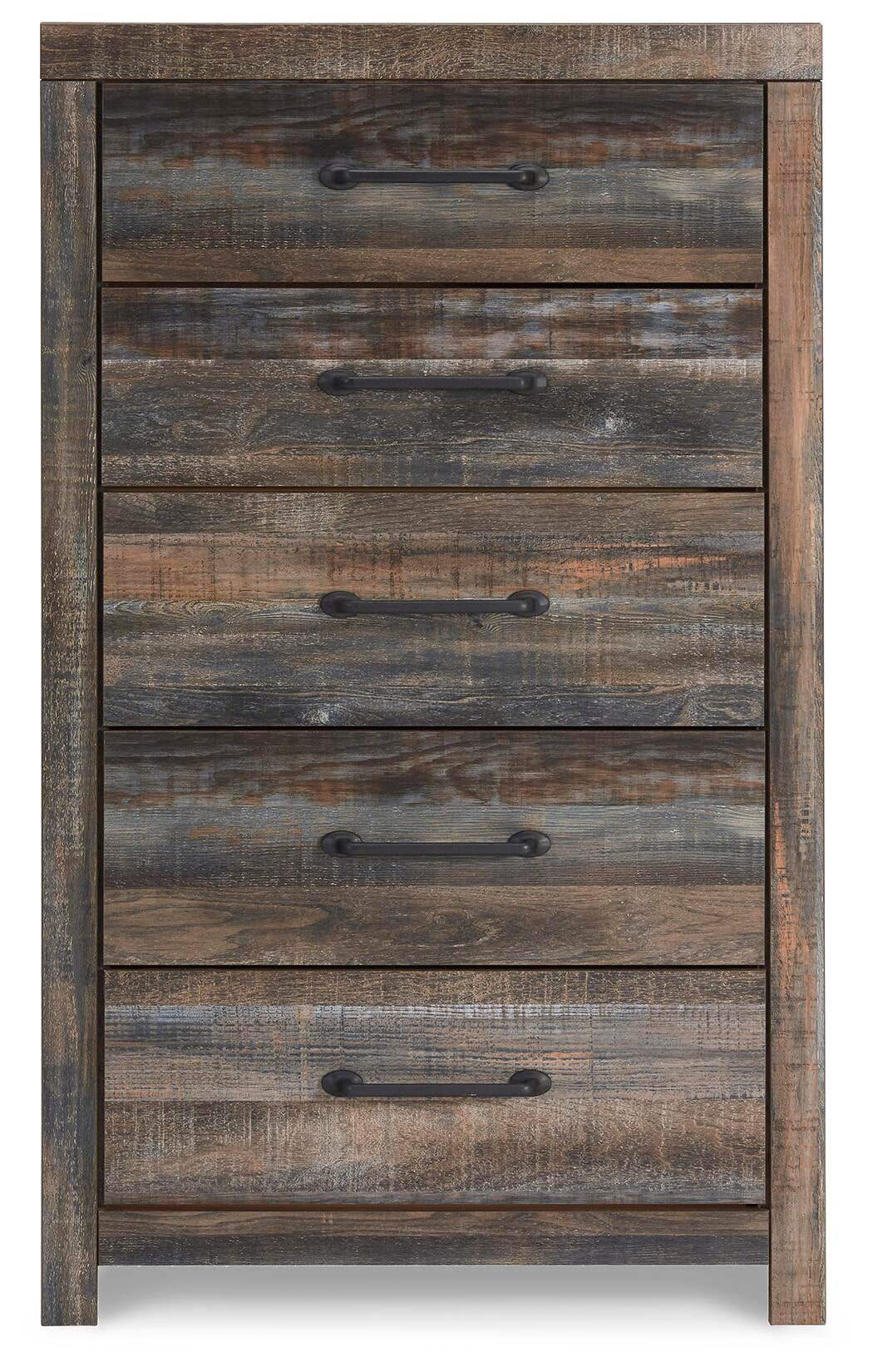 Drystan Full Bookcase Bed with 4 Storage Drawers with Mirrored Dresser, Chest and Nightstand