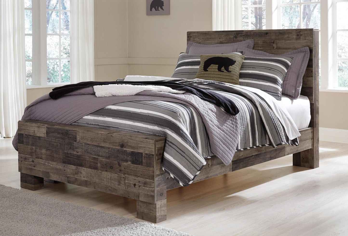 Derekson Full Panel Bed with Mirrored Dresser