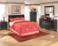 Huey Vineyard Full Sleigh Headboard Bed with Mirrored Dresser, Chest and Nightstand