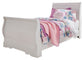 Anarasia Twin Sleigh Bed with Mirrored Dresser