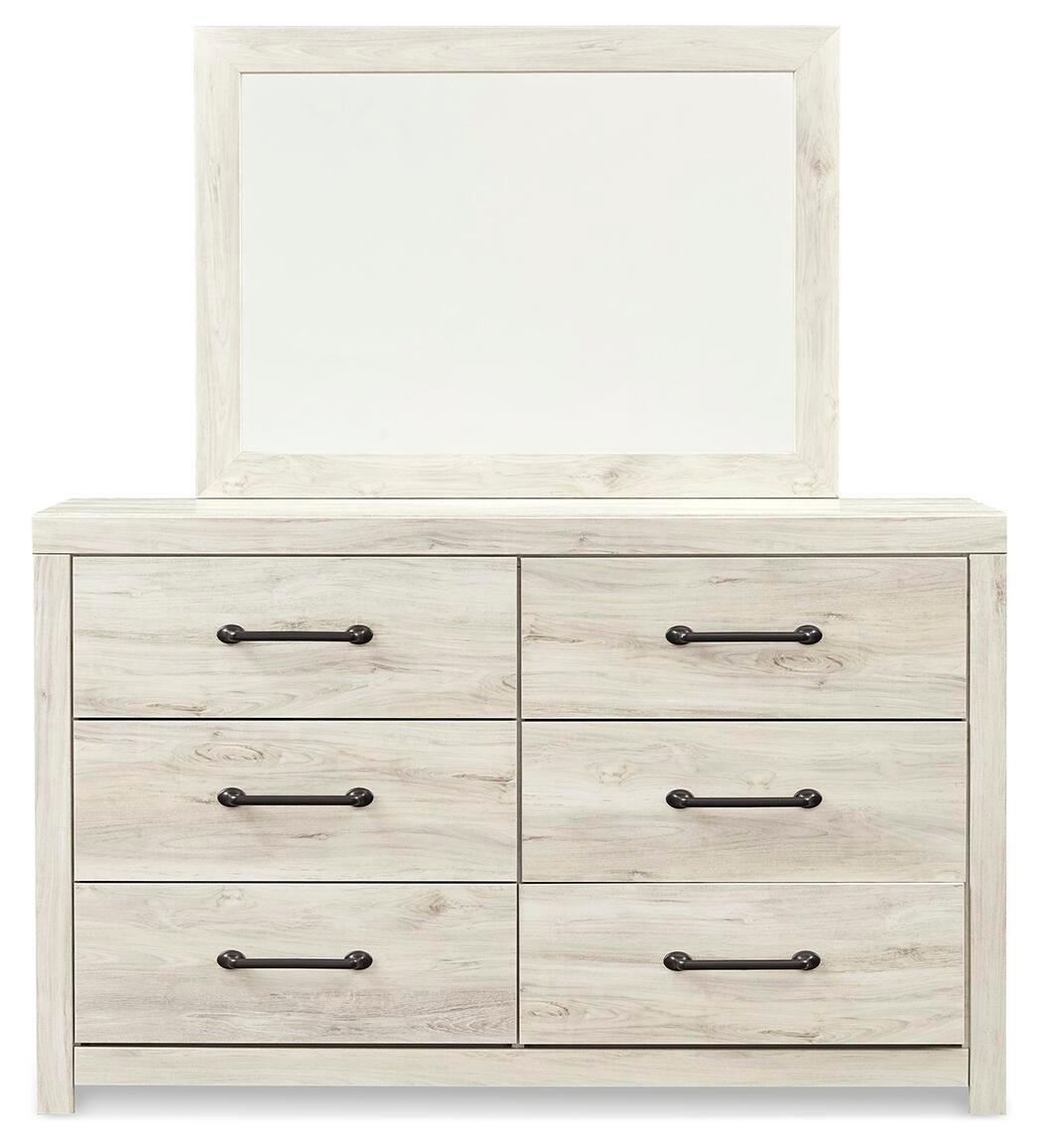 Cambeck Twin Panel Bed with Mirrored Dresser