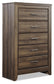 Juararo King Poster Bed with Mirrored Dresser, Chest and Nightstand
