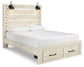 Cambeck Queen Panel Bed with 2 Storage Drawers with Mirrored Dresser